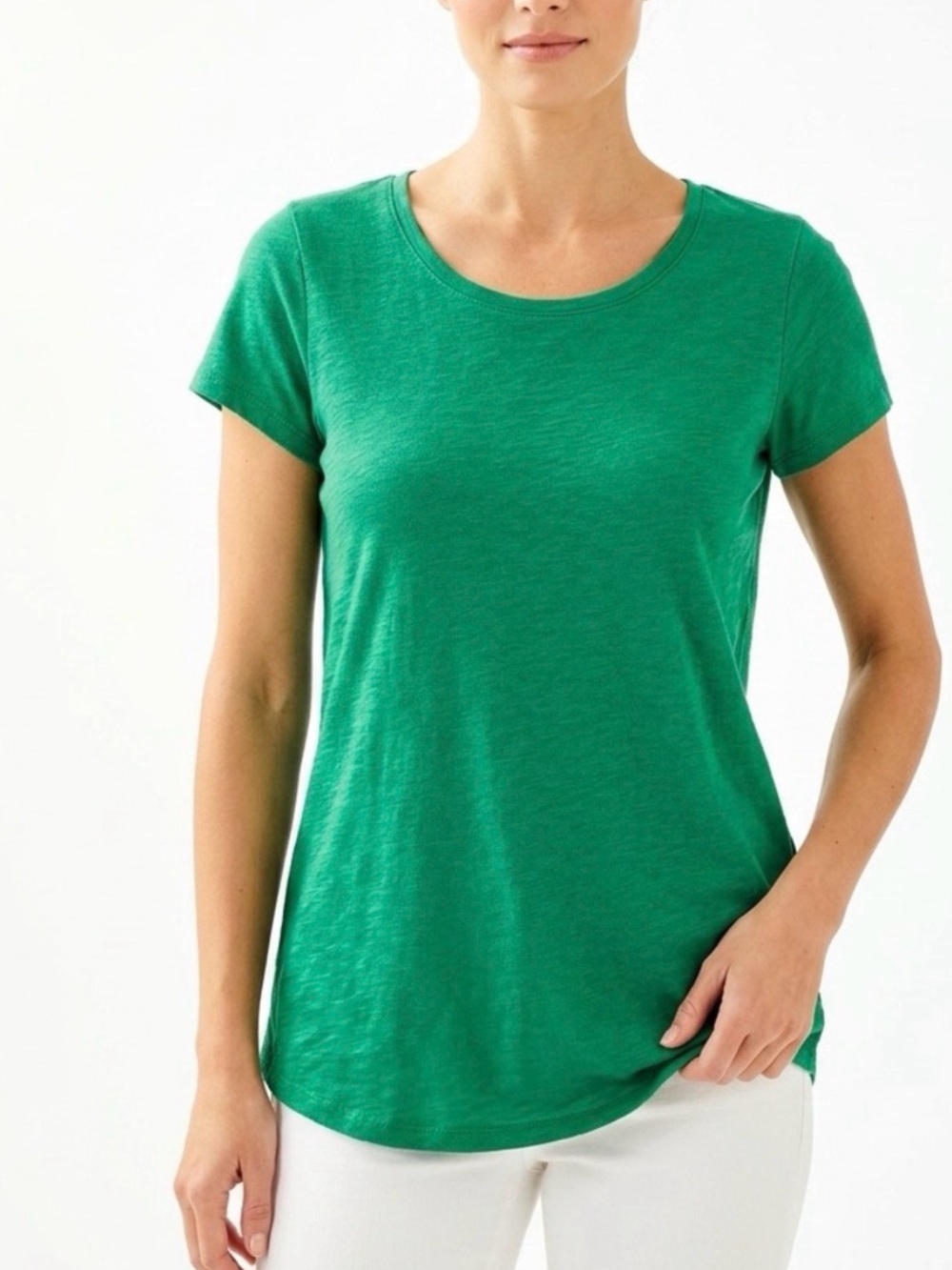 NWT Lilly Pulitzer Etta Scoop Neck Tee in Brazilian Green, Size XL